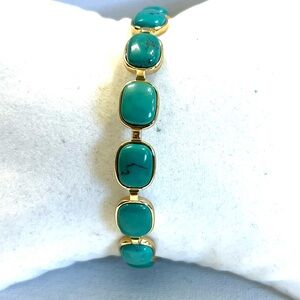 Vintage Gold and Turquoise Bangle Bracelet